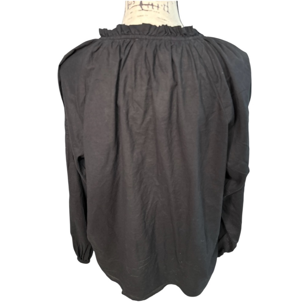 Black Floral Embroidered Boho Tunic Top Gypsycore Relaxed Blouse Festival L - Picture 4 of 9